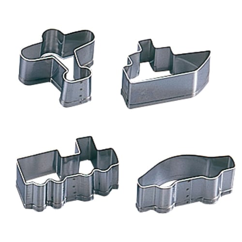 Tanaka Ryoki Seisakusho Tanaka Ryoki Cookie Cutter Set No. 2122 Vehicle Set, Stainless Steel, Japan (Pack of 4), WKTE8, Silver