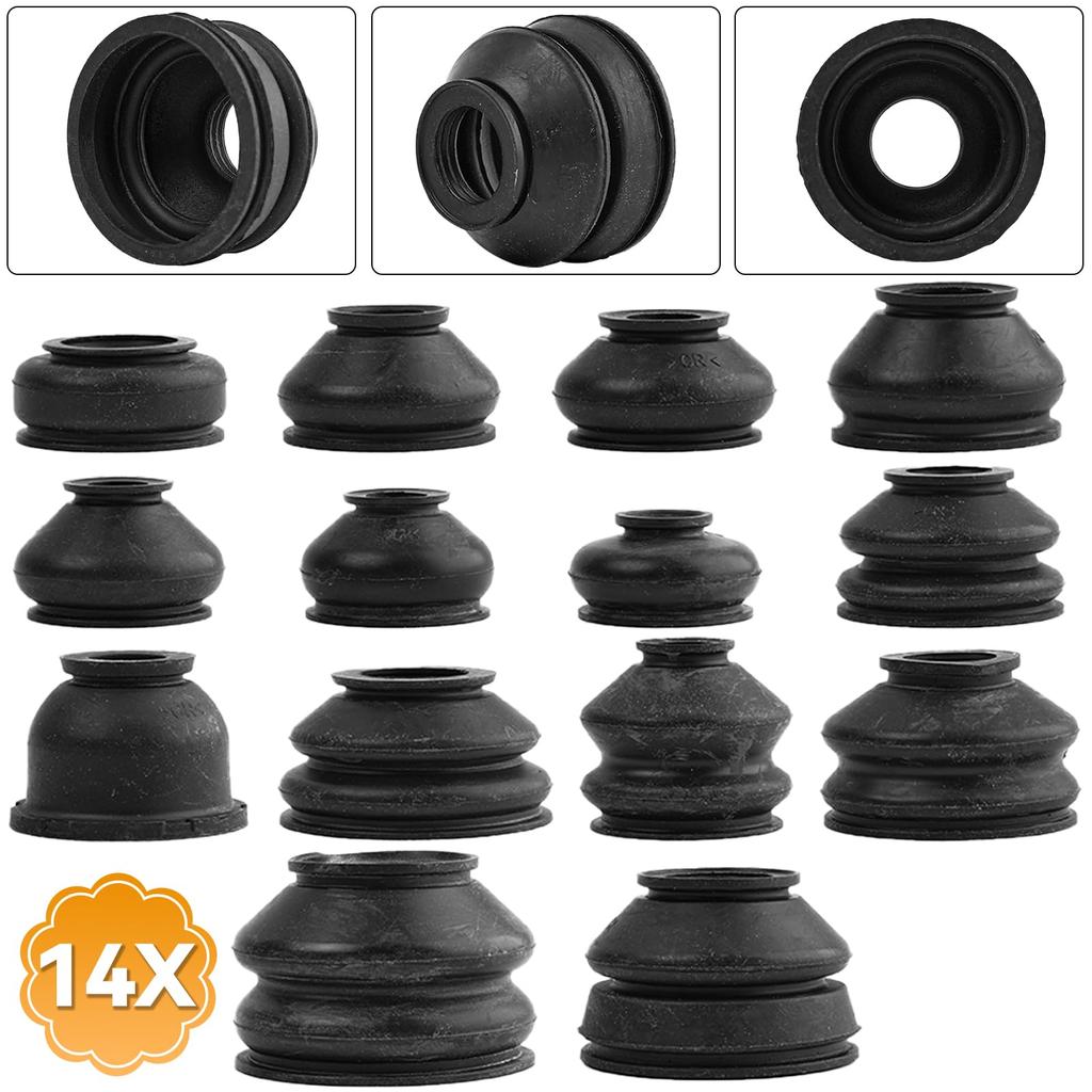 Ball Joint Kit 14pcs Universal Rubber Tie Rod End Suspension Steering Ball Joint Boots Dust Protector Cover Steering Accessory Replacement Kit