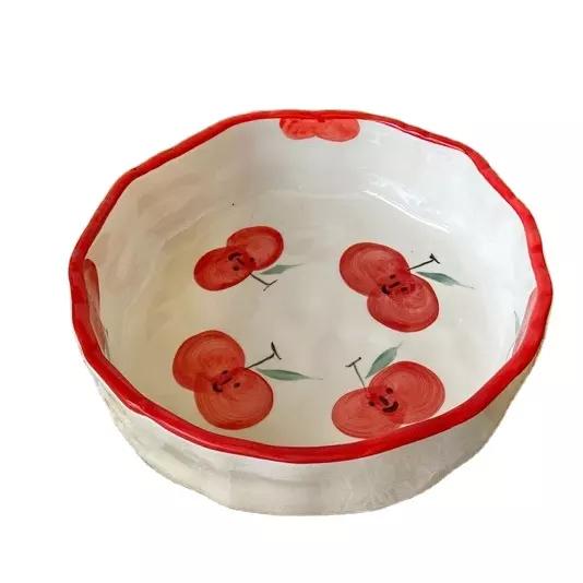 Nordic Style Eco-Friendly Carved Cartoon Ceramic Bowls & Dinnerware Set-Salad Dessert Yogurt & Fruit Cake Plates