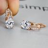 Oval Blue Zircon Diamond Champagne Gold-Plated Earrings for Weddings & Engagements