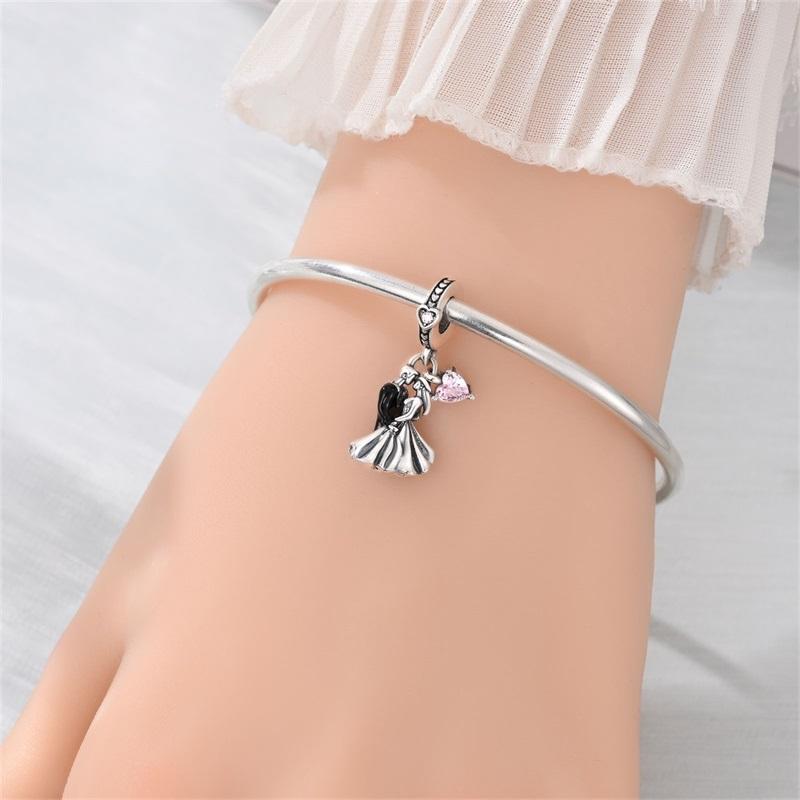 Original Copper Romantic Wedding Charms Bouquet Ring Rose Heart Beads Pendants Fit Bracelets Diy Fine Jewelry Gifts