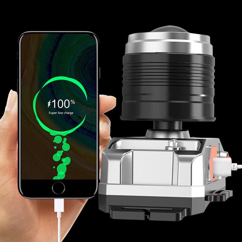 Multifunctional Head-worn Torch Outdoor Led Rechargeable Treasure Fishing Mining Lamp Zoom Strong Light Induction Headlamp
