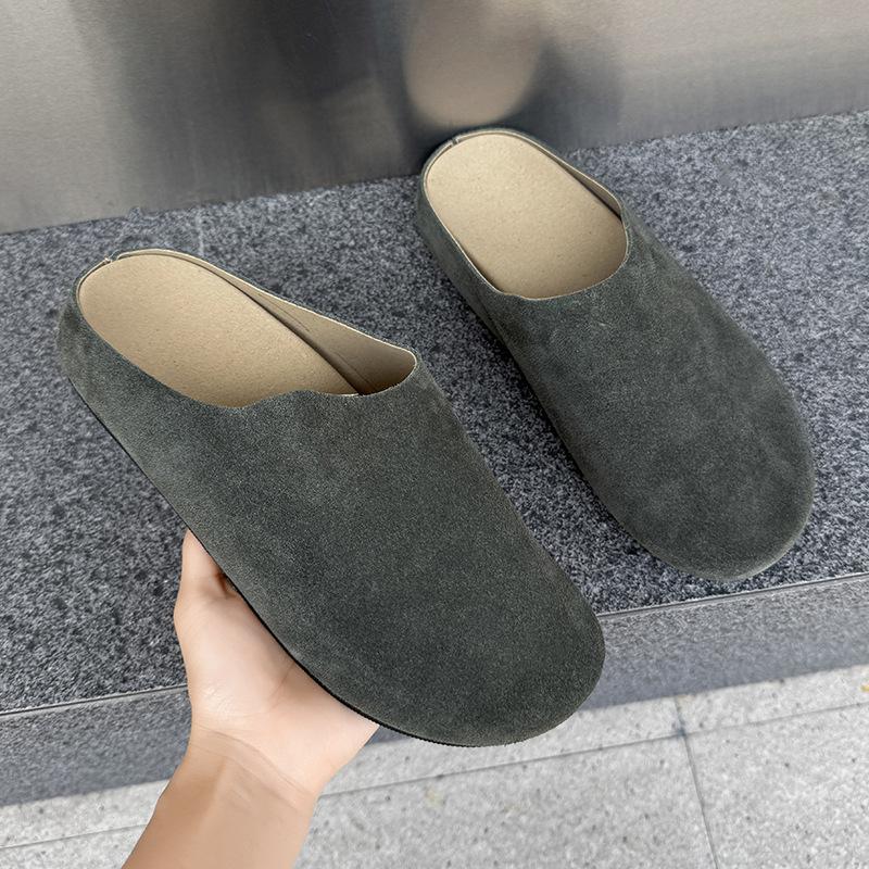 Baotou slippers spring and summer wear 2025 lazy one pedal super fire half tray 17093 olive green, brown -J