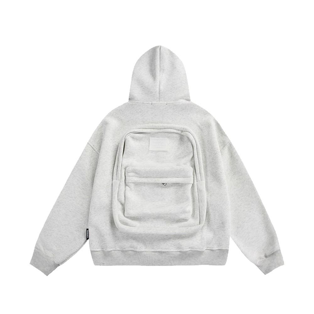 White Gray Three-dimensional Schoolbag Cardigan Sweater Men's Sports Jacket
