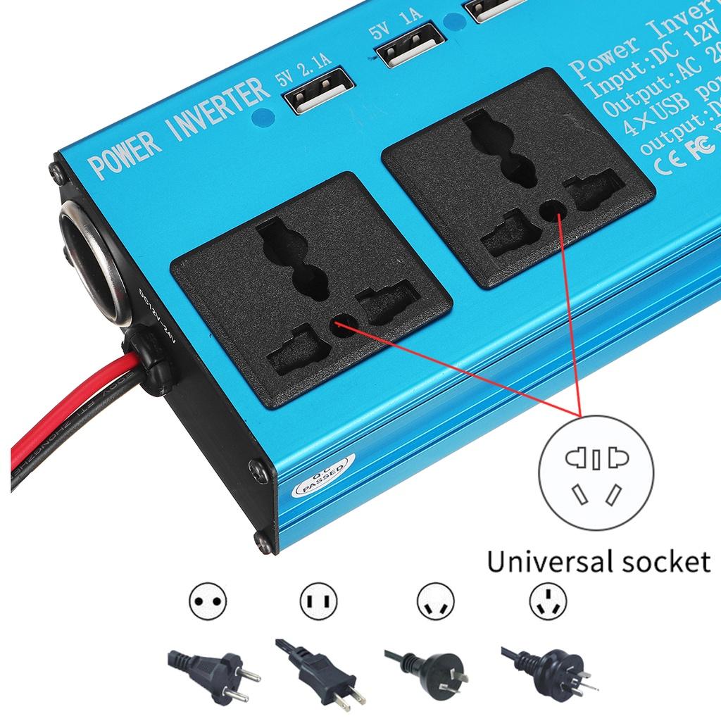 Car Solar Inverter DC 12V 24V To AC 220V 500W Power Inverter Voltage Transformer Converter 4 USB LED Display for Car Home