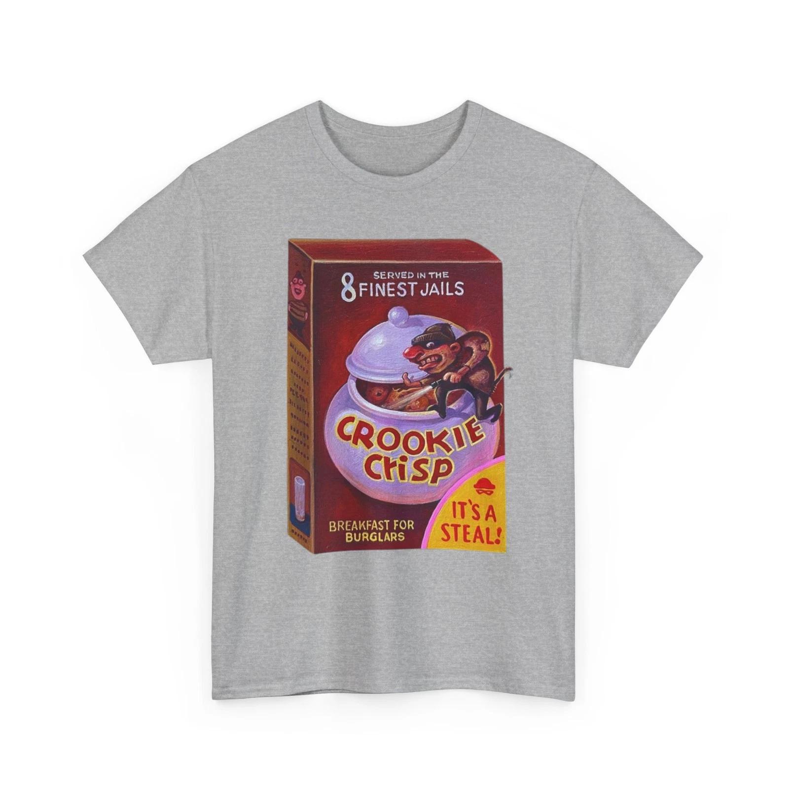 Wacky Packages Crookie Crisp Cereal Printed T shirt Funny Cookie Crisp Parody 2XL