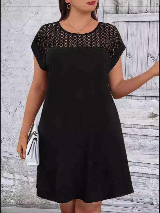 2024 Spring/Summer Lace Patchwork Round Neck Loose Dress