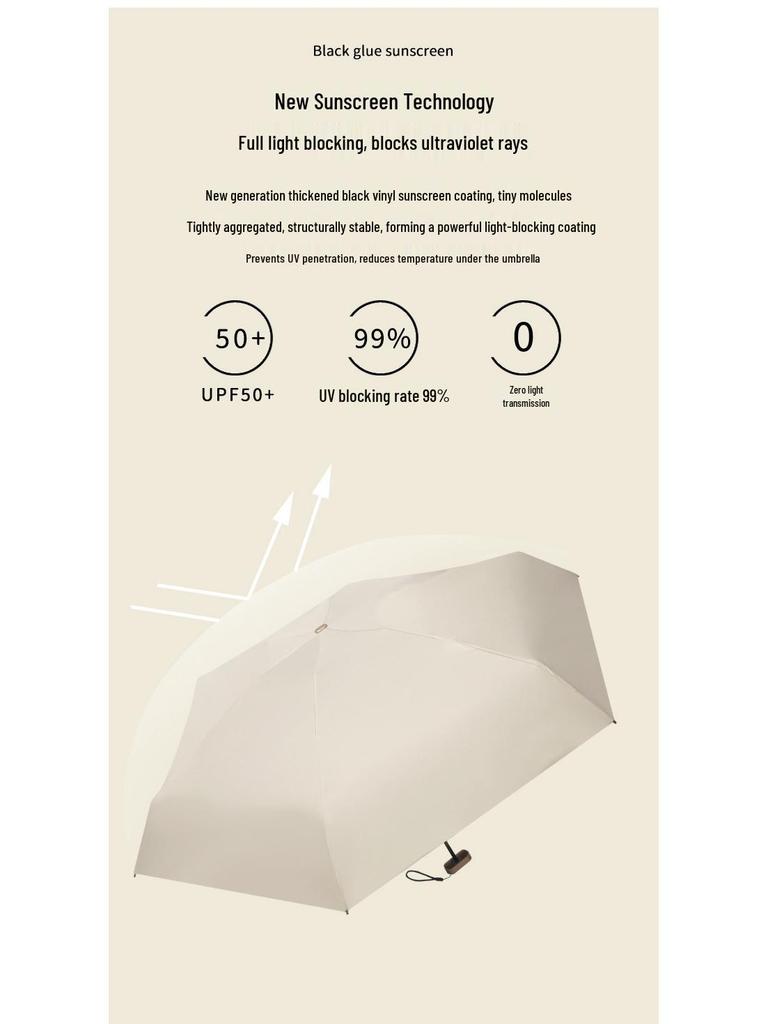 40% Rabatt Damen Leichter Schwarzer Kleber Sonnenschirm: Verdicktes, Kompaktes Fünffach-Design, Kundenspezifisches Logo verfügbar.