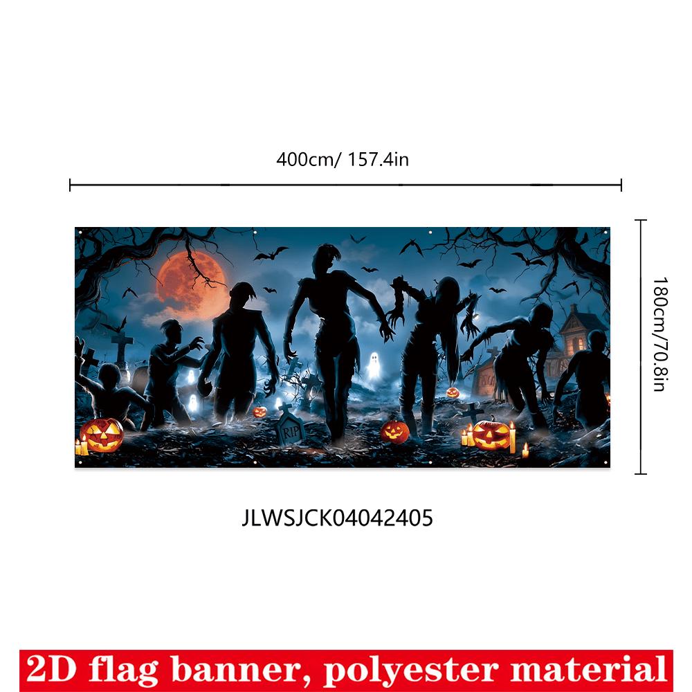 2D flat door flag 1 piece Halloween garage door cover decoration Halloween photo banner no power generation required