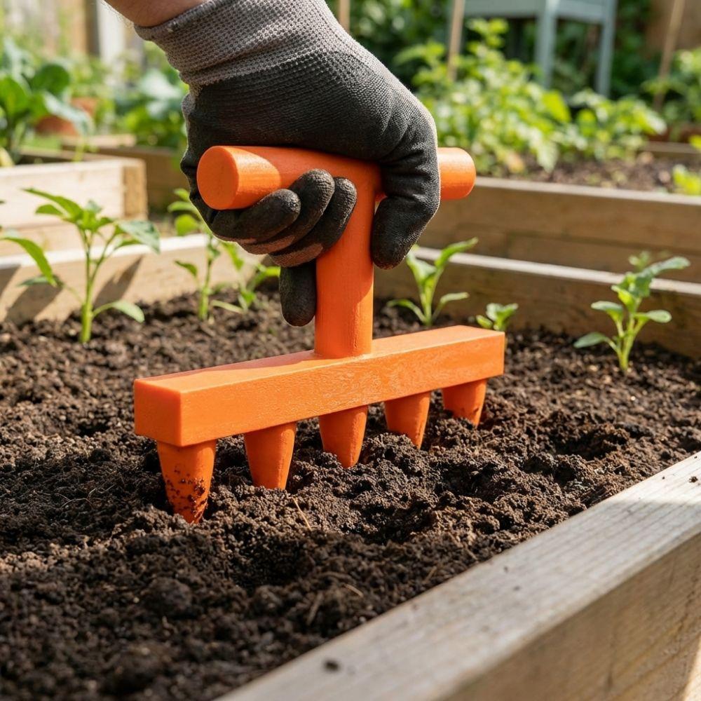 Plastic Handheld Sowing Tool 5-Prong Depth Marker Tool Seeder Spreader Planter  Flower Planting
