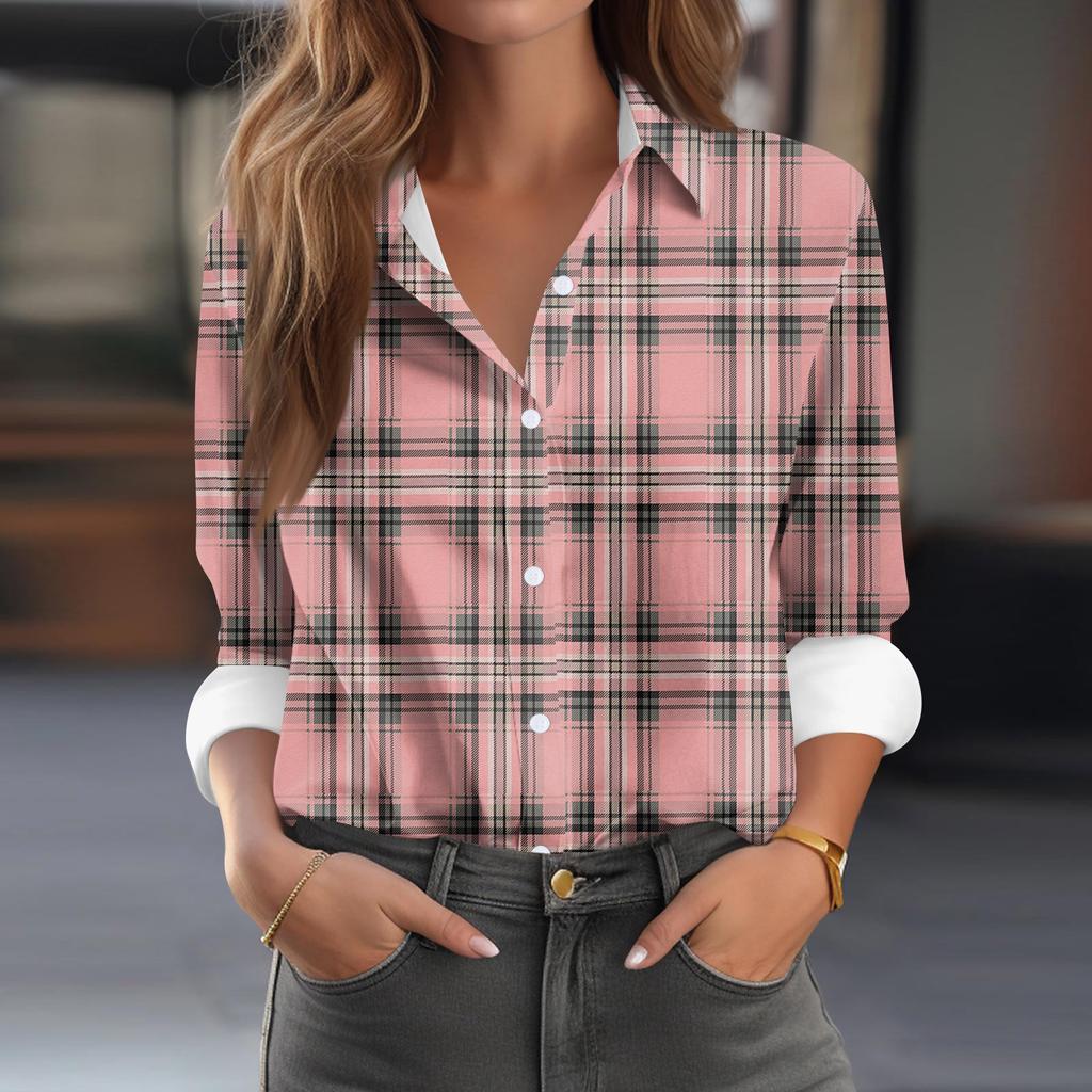 Women's Shirt Blouse  Print Button Long Sleeve Casual Basic Shirt Collar Regular Top