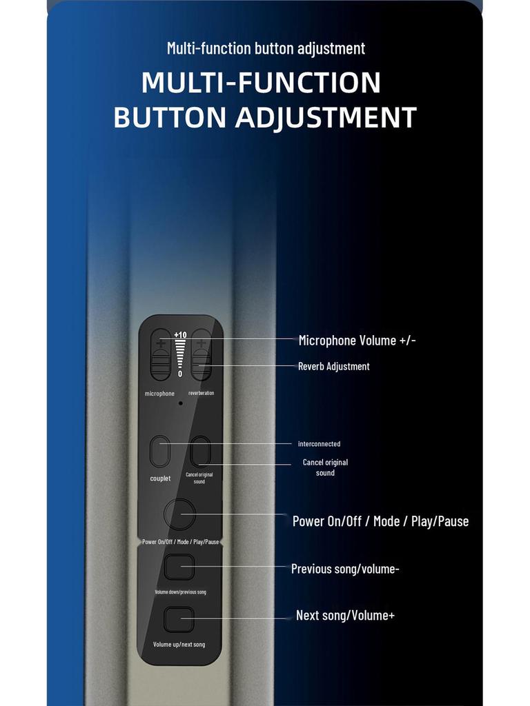Wireless Bluetooth Microphone Speaker with Duet and Original Sound Cancellation for Home Singing