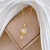 Stainless Steel Chain Necklace Dreamy Moonstone Zircon Moon Planet Star Pendant Necklace for Women Girls Sweet Jewelry Gifts