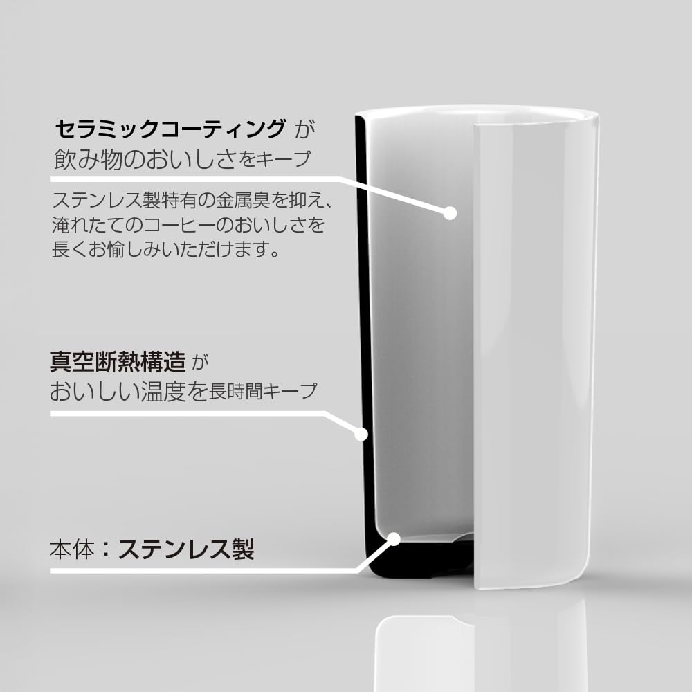 HARIO Ceramic Coated Vacuum Insulated 350mL Keeps Drinks Hot or Swivel White Double-Walled Tumbler, Capacity, Cold, Lid, CTF-350-W