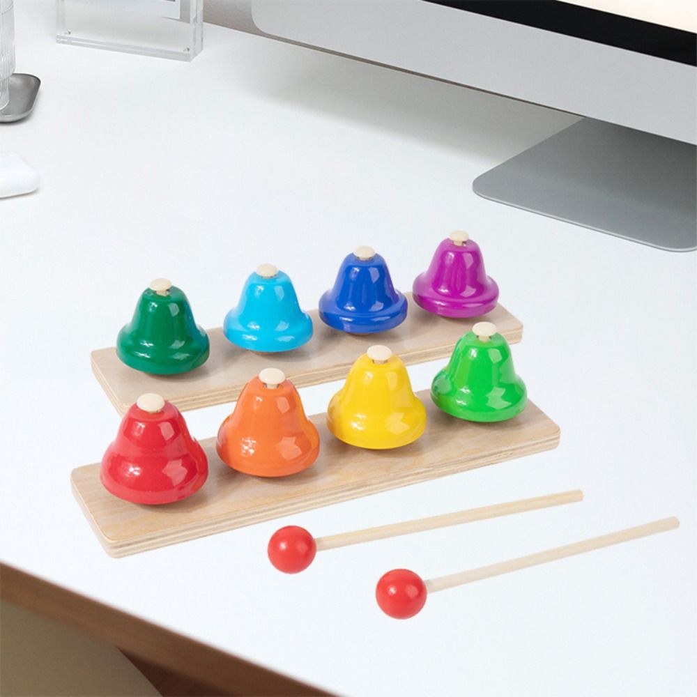 Montessori 8 Notes Music Bells Wooden Metal Bell Musical Learning Toy Intelligent Development