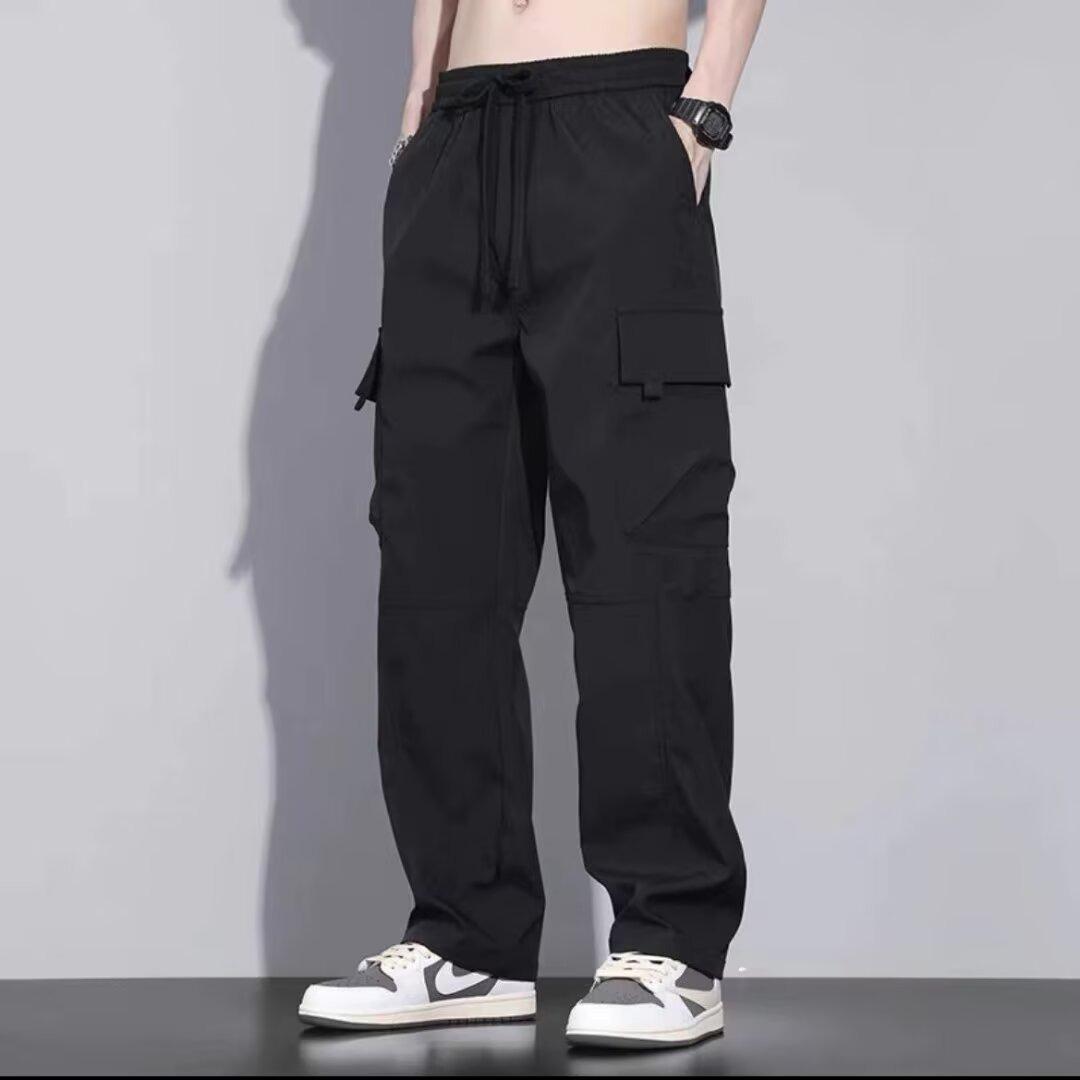 

Men s Summer Thin Loose Multi-Pocket Jogger Pants - Casual Trendy Hip Hop Style in Military Green 4XL [170-185 jin] чорний
