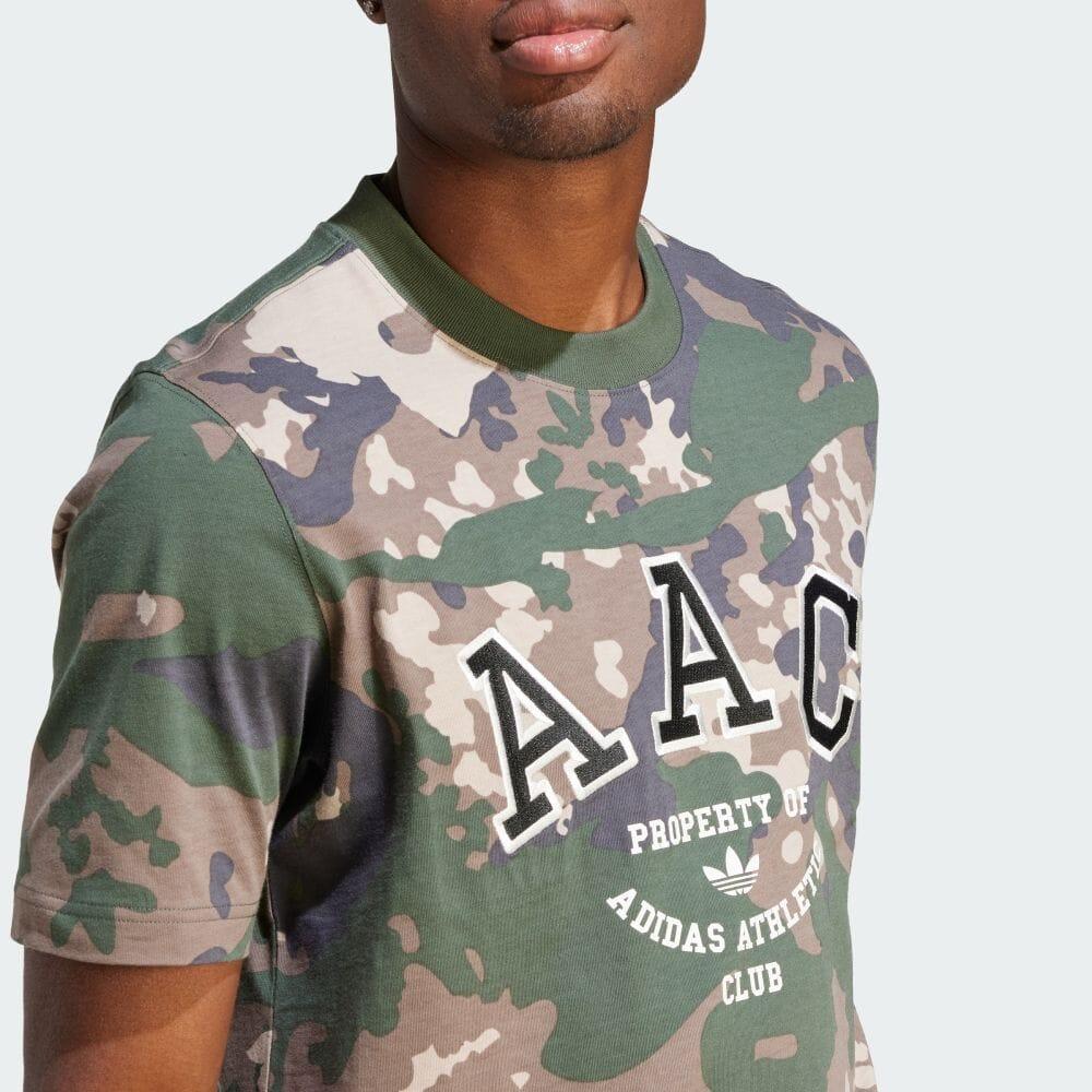 adidas Originals Camouflage Letter Print Crew Neck T-Shirt Men Tops Dark-Green IR9474