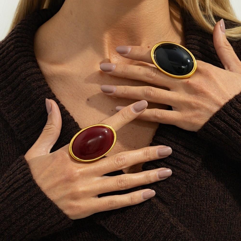 High-end Jewelry Resin Oval Earrings Simple Geometric Finger Ring Oval Resin Finger Ring  Party