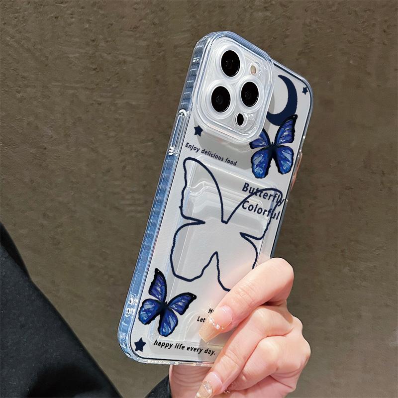 Card Slot Holder Silicone Wallet Pocket Case For Oppo A38 A58 A60 A78 Infinix Note 30 Samsung A06 A16 A36 A56 Redmi Note 13 Cover Clear Phone Bumper