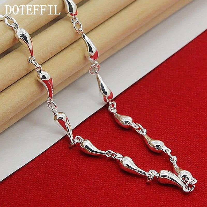 925 Srebro Wisiorek Kropla Wody Naszyjnik Dla Kobiety 18-calowy Łańcuszek Biżuteria Ślubna Zaręczynowa