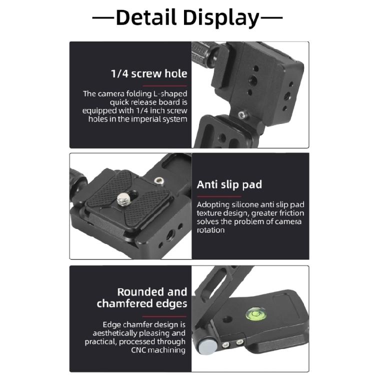 L115 Aluminum Quick Release Mounting Plate With Cold Shoe Adapter Foldable For Smooth Vertical Horizontal Transition