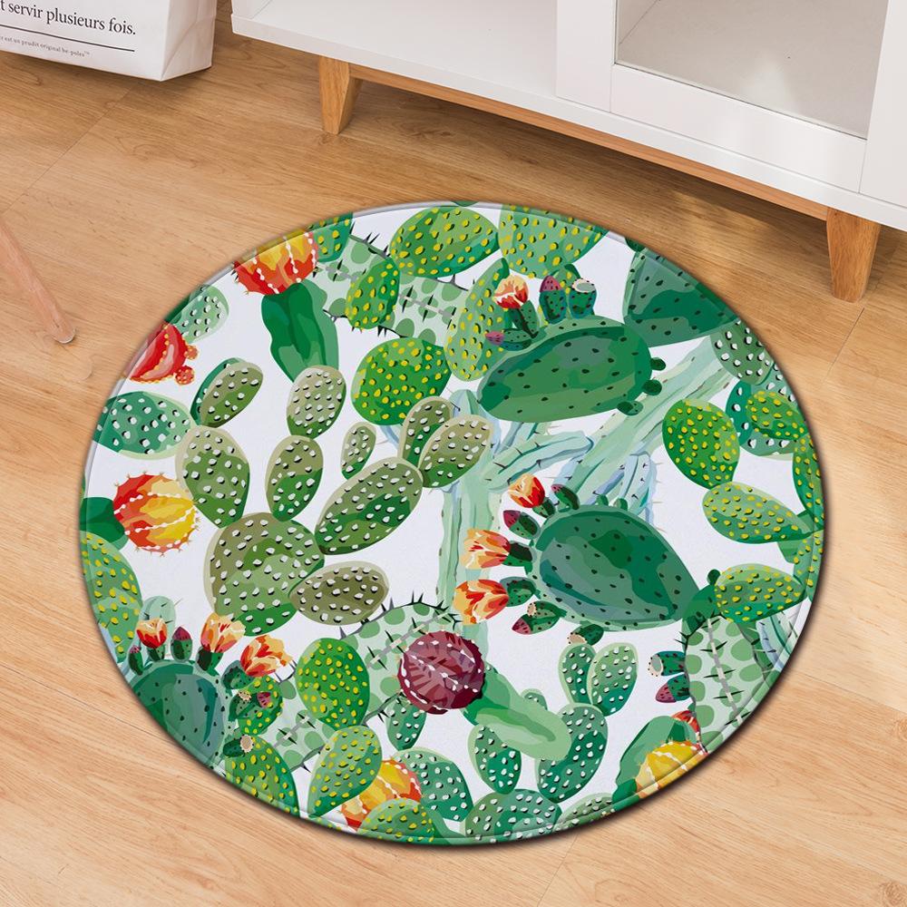 Grünes Blatt Pflanze Wohnzimmer Bereichsteppich Kaktus Druck Rund Schlafzimmer Teppich Stuhlmatte Kinder Spielteppich Memory Schaum Badematte Fußmatte