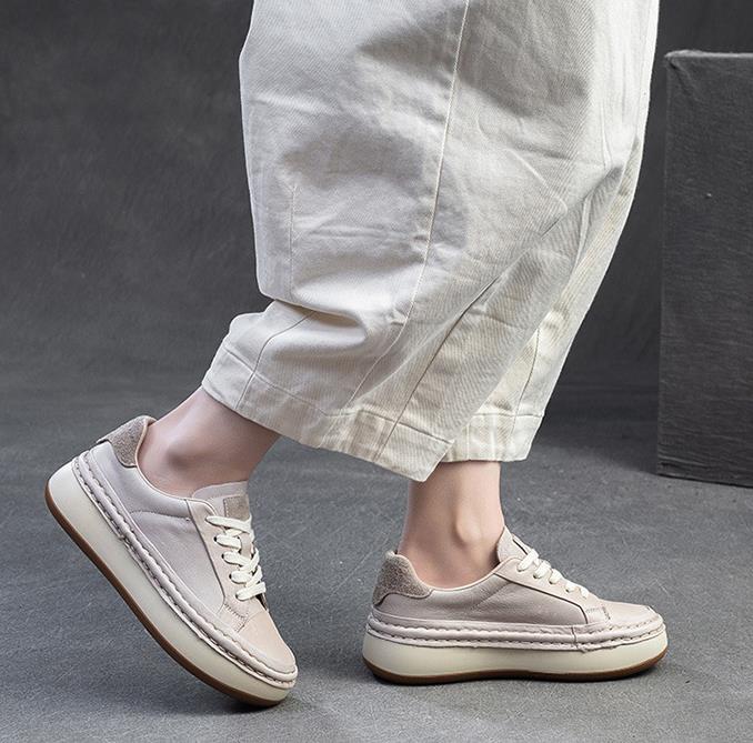 Fashion Top Quality 4.5CM 2025 Spring Summer New Style Vintage Handmade Color Scrubbing Versatile Flat Shoes Simple Sports Women's Shoes