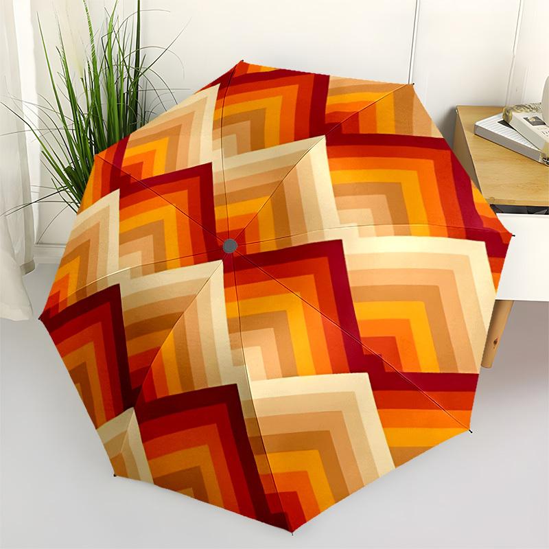 

1pc Zigzag pattern Automatic Umbrella - Stylish, Durable, with 8-Rib Manual Open Design, Elegant Black Handleyy250920151