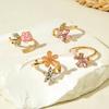 4Pcs/Set Adjustable Ring Set, Pink Flower Multi-Petal Design Finger Ring, Stackable Multi-piece Ring Set for Jewelry Gift