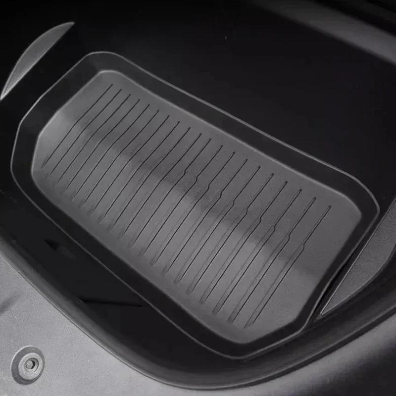 For Tesla Model Y 2021-2024 TPE Upgrade Front Storage Box Pads Car Rear Trunk Waterproof Protector Liner Trunk Tray Floor Mat