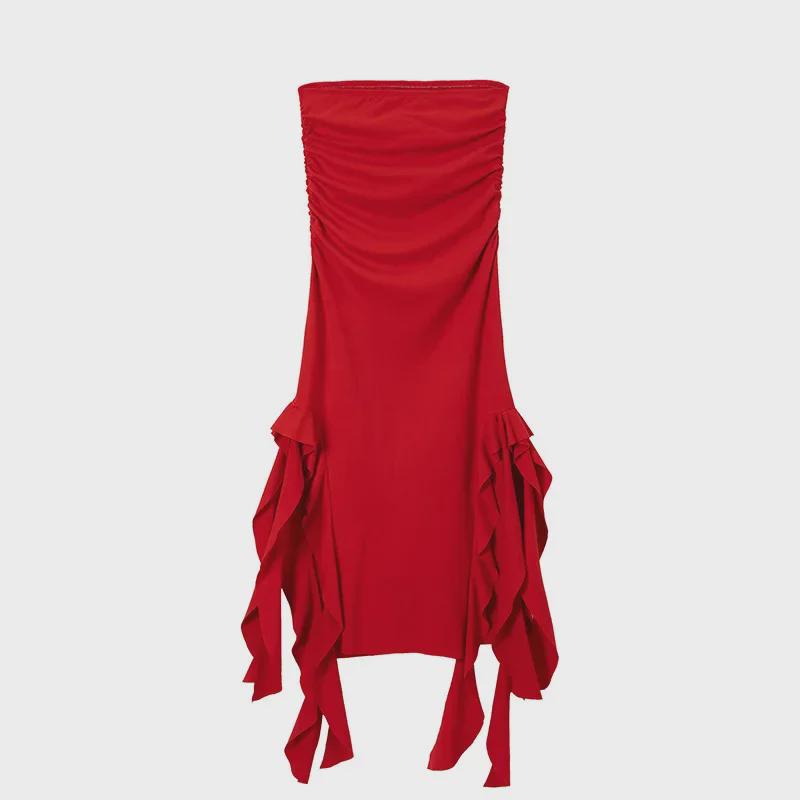 2024 Spring/Summer European-American Trend One-Shoulder Tube Top Slim Fit Irregular Dress for Women