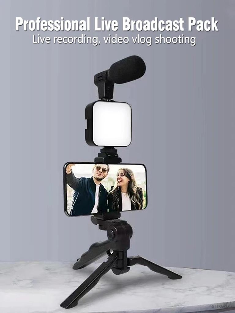Sada na vlogování chytrého telefonu s držákem na telefon na stativ Mini mikrofon LED plnící světlo Startér pro TikTok Live Stream Video YouTube