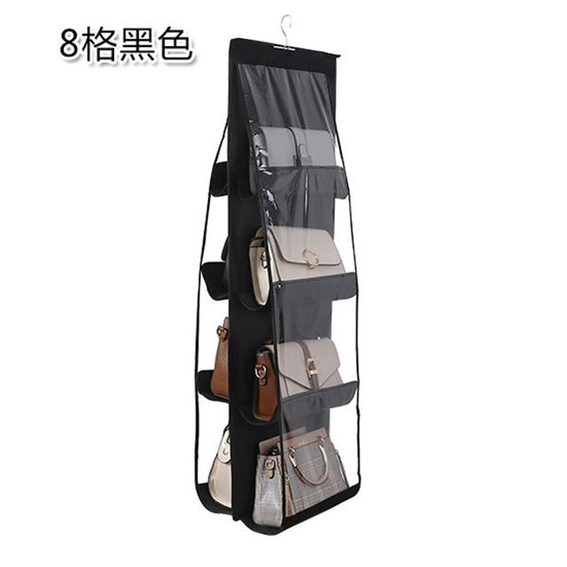 6/8 Pockets Clear Hanging Handbag Organizer, Multi-Shelf Tote Bag Storage Rack with Swivel Hook for Wardrobe Closet