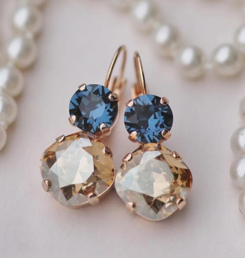 

Temperament Luxury Sparkle Geometric Round Colored Crystal Dangle Earrings for Women Fashion Personality Zircon Accessory Gift золотой