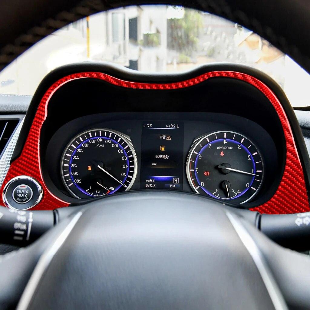 For Infiniti Q50 2014-2022 Car Dashboard Decoration Cover Sticker Decal Trim Auto Interior Accessories Real Carbon Fiber