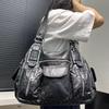 Ladies Spice Girls Multi-Pocket Locomotive Bag Large Capacity Washed Shoulder Crossbody Bag