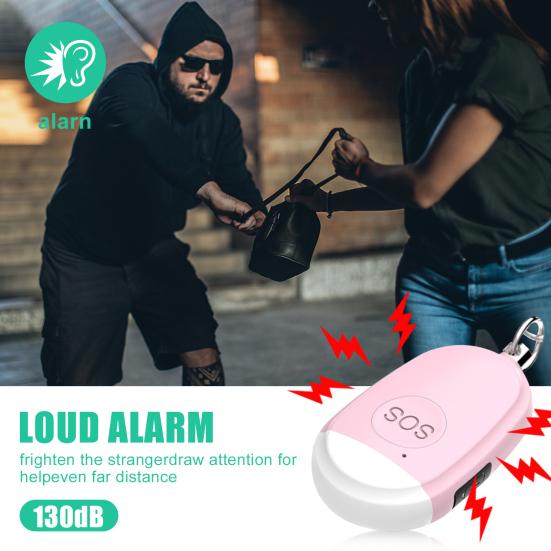 2Pcs/3Pcs 130dB Safety Alarm Self-defense Night Light Mini USB Rechargeable Emergency Security Alarm