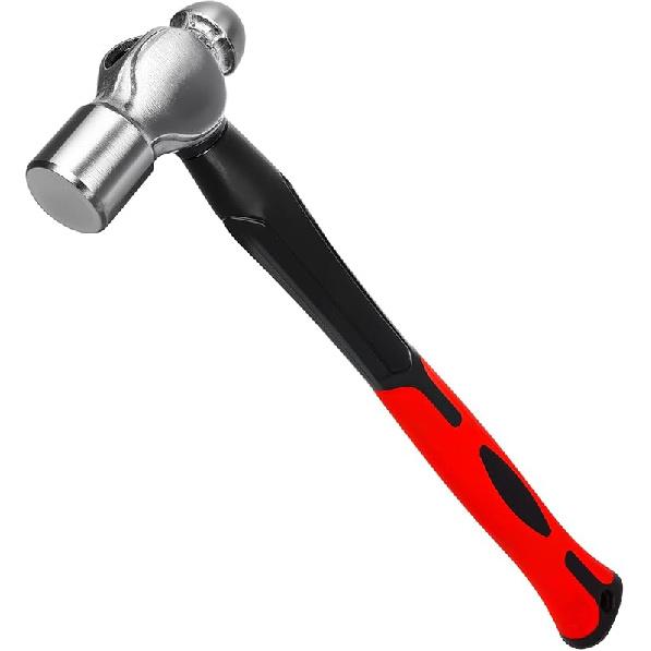 Ball Peen Hammer 16 oz, Drop Forged Ball Pein Hammer, Metal working Tool with Forged Steel Construction & Shock Reduction Grip 16oz-Ball Peen Hammer