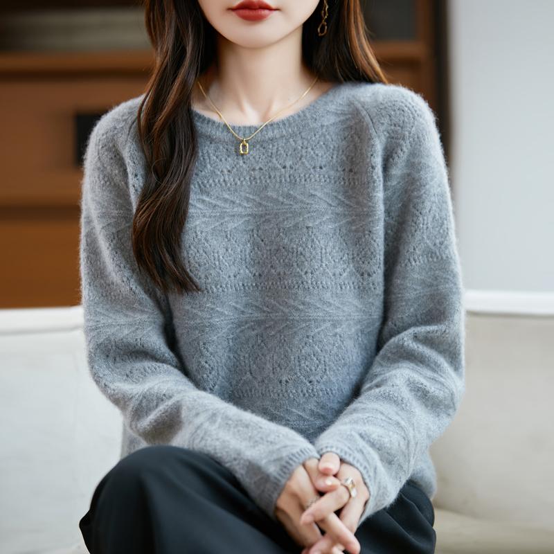 Women's cashmere sweater Qinghe cashmere 30% cashmere 70% wool autumn and winter pullover warm and fashionable