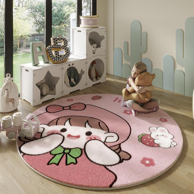 Nordic Style Carpets for Living Room Plush Round Bedside Rug Large Area Children Bedroom Decor Carpet Thickend Cartoon Floor Mat