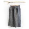 Casual Black and White Plaid Linen Wide-leg Pants Women's Summer New Elastic Waist Loose Nine-point Pants Cotton and Linen Straight-leg Pants