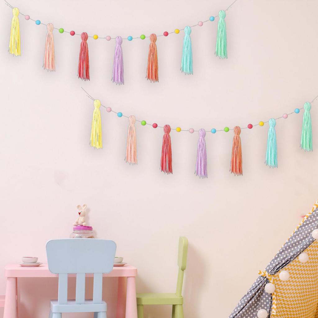 Boho Tassel Garland Decorative Banner Photo Props 31.5inch Wall Hanging Ornament for
