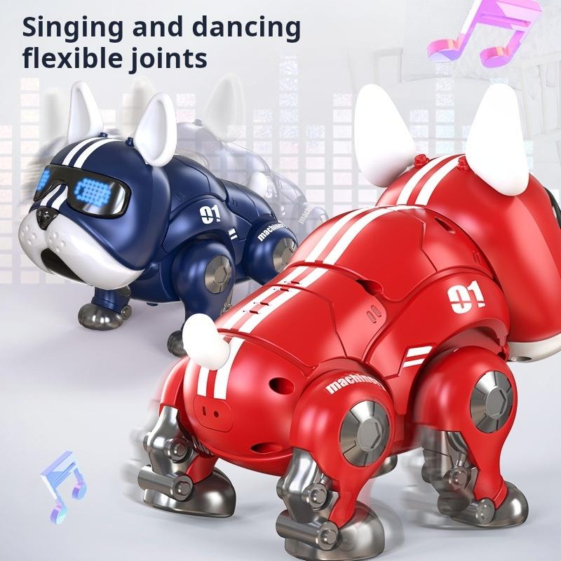 Dance Music Bulldog Robot Intelligent Interactive Dog Including Light Playthings Ideal For Children Children Early Education Infant Toy Boys Girl