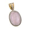Natural Rose Quartz 925 Solid Sterling Silver Jewelry TwoTone Pendant 1.25" E9f29