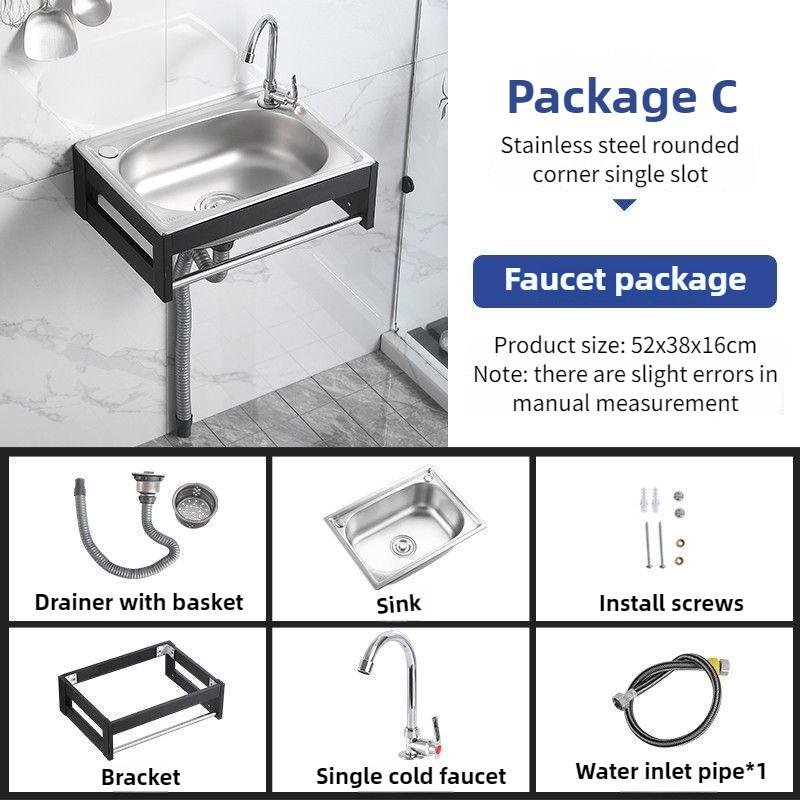 Small Single Slot Wash Basin Stainless Steel Wall-mounted Sink Kitchen Simple Dish Washing Basin Sink