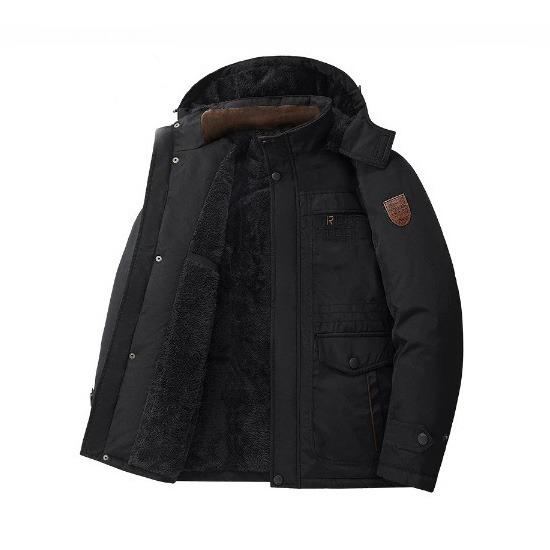 Winter Thickened Velvet Warm Men's Casual Cotton Clothes Windproof Waterproof Medium and Long Jacket