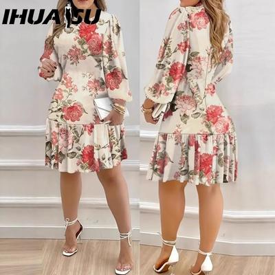 Women's Fashion Autumn Winter Long Sleeve O-Neck Casual Dresses