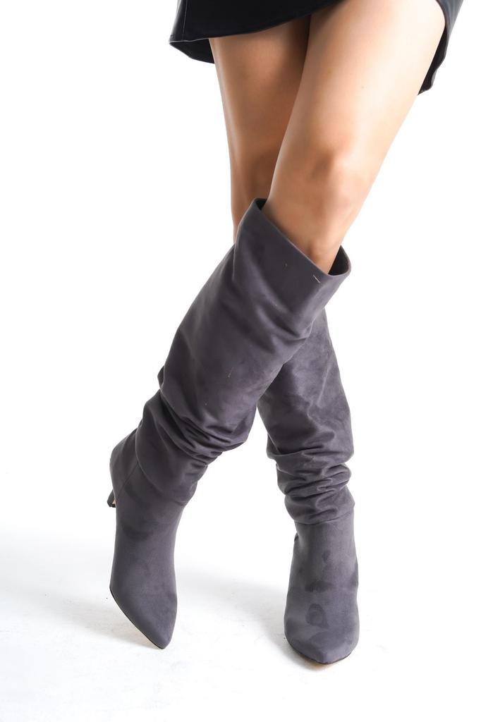 Women Modern Stylish Fashion Boots Boots Faux Leather Suede Short Thin Heeled Boots