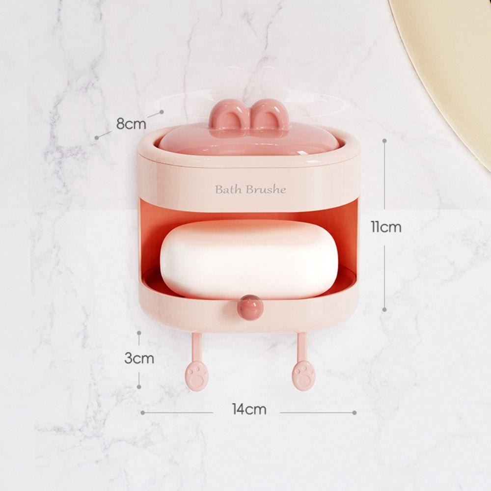 Wall Mount Soap Box with Soft Brush 3 In 1 Drain Water Soap Shelf  Bathroom