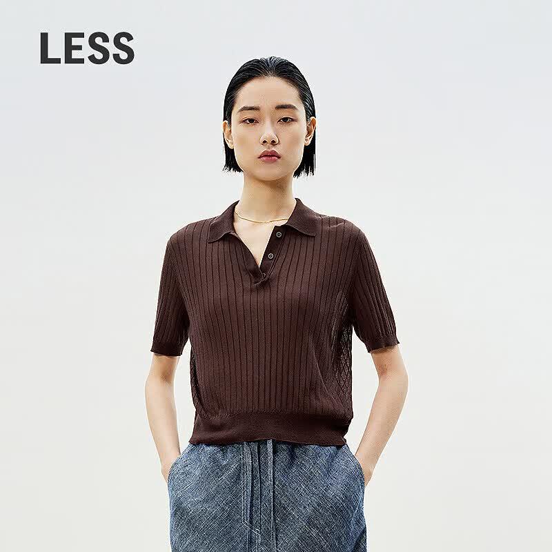 LESS 2025 Summer Straight-Fit Short Sleeve Knit Polo Shirt S